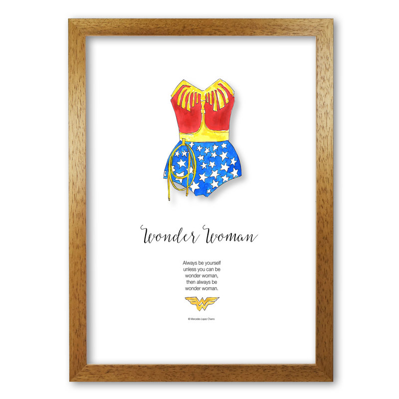 Wonder Woman - Print, 42 cm H x 29.7 cm W x 5 cm D, Honey Oak