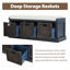 Banc de rangement rustique avec 3 paniers en rotin classiques amovibles, banc d'entrée avec coussin amovible-566275162