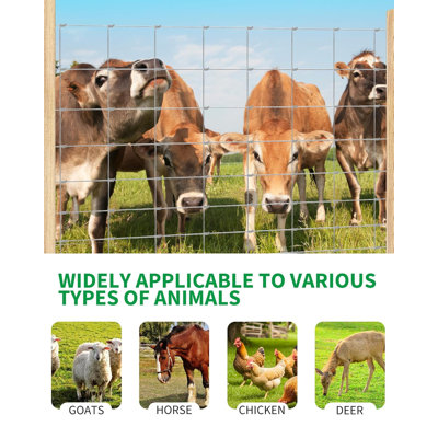 12 Gauge Farm Fence 4x328 ft, Woven Wire with Hinge Knot for Cattle, Goats, Sheep, Hog, Livestock