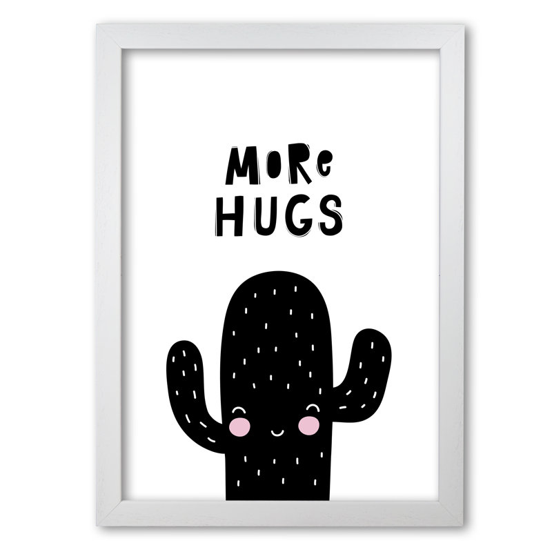 More Hugs Cactus - Painting, White Grain Frame, 85 cm H x 60 cm W x 5 cm D