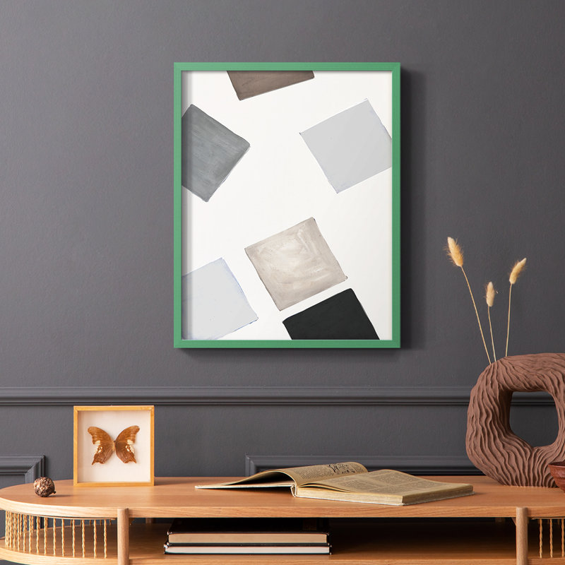 «Block Encounter Revisit II», reproduction encadrée - bois massif, Cadre simple vert, H 10 po x l 8 po