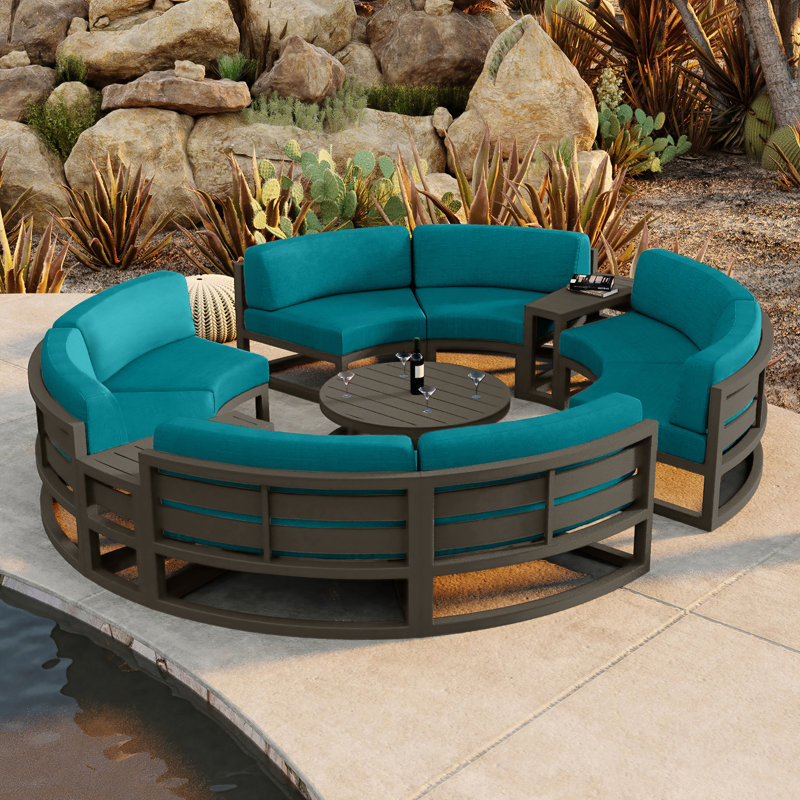 Avion Outdoor 7 - Piece Conversation Set, Slate, Canvas Charcoal Sunbrella® Canvas