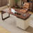 Nut-brown + White Rectangular Solid Wood desks-1173641283