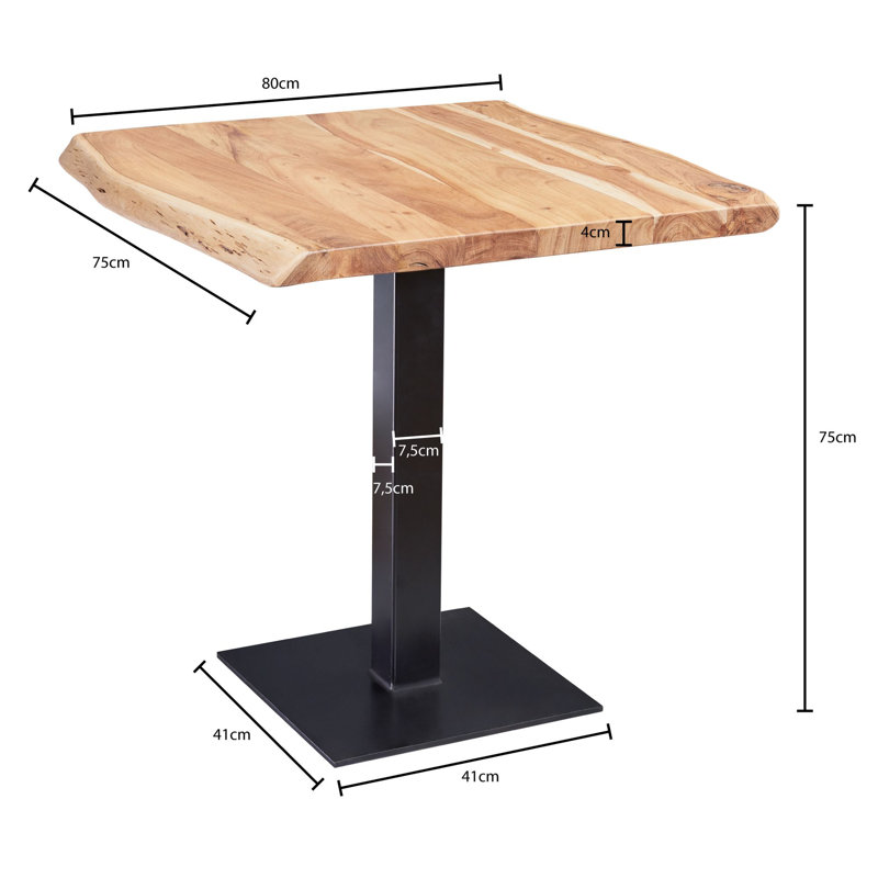 Karin Acacia Solid Wood Top Metal Base Dining Table