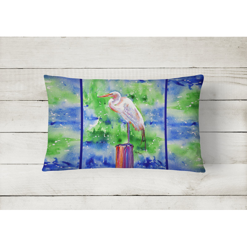 Egret Outdoor Reversible Throw Pillow