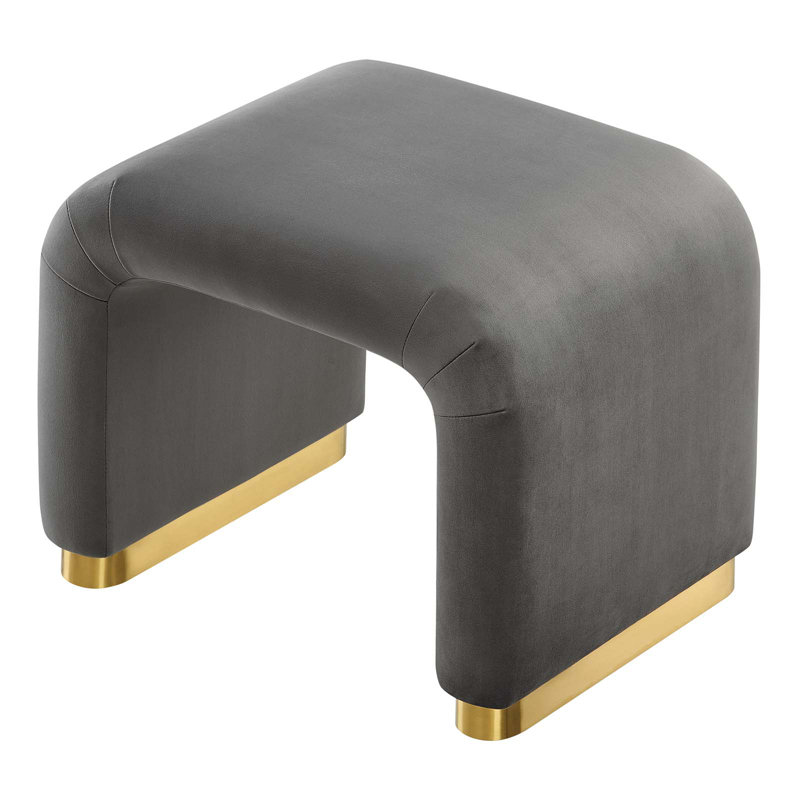 Modway Koda Solid Wood Accent Stool, Storm Gray/Brass Gold