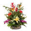 Exotic Tropical Silk Mixed Floral Arrangement in Glass Bowl