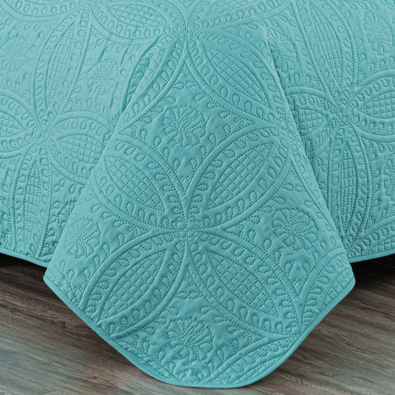 Turquoise King Reversible Microfiber Bedspread Set
