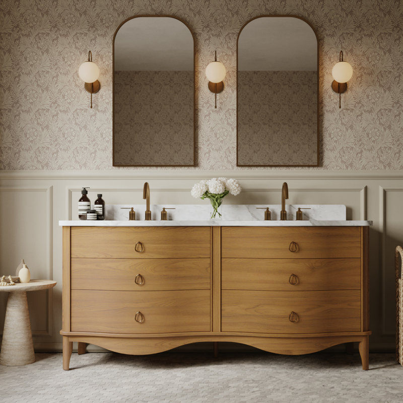 Grace 72" Bathroom Vanity In Natural Enhanced Oak, 72", Enhanced Brown Oak