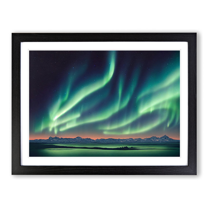 Joyous Aurora Borealis - Single Picture Frame Print, 46cm H x 64cm W x 2cm D, Black