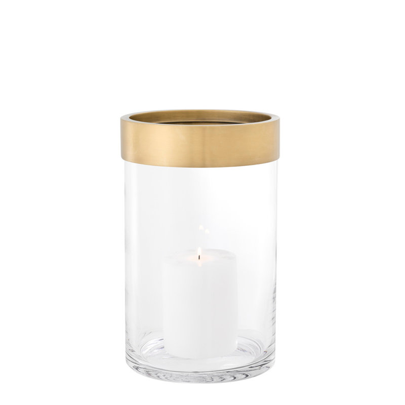 Vertex 12'' H Tabletop Hurricane, Clear/Gold, 8"W x 8"D x 12"H