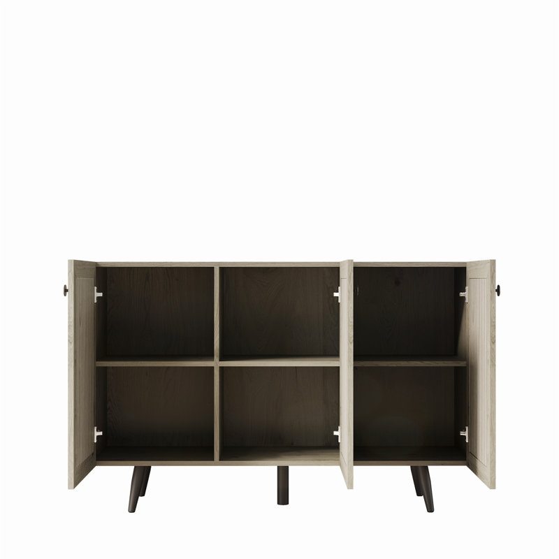 Versatile Three-Door Storage Cabinet for Various Rooms, Enhancing Organization and Style., Grey
