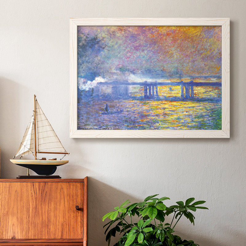 Charing Cross Bridge, peinture sur toile encadrée, Blanc, H 26 po x l 38 po x P 1,5 po