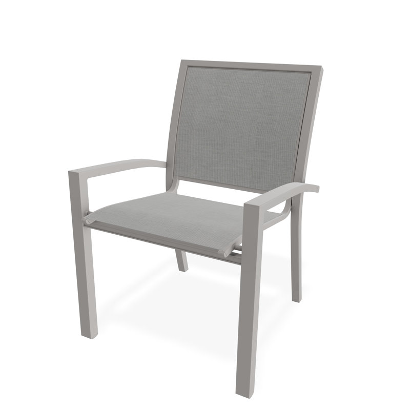 Chaise de café empilable Kendall, Gris chaleureux, Alliage Sunbrella®
