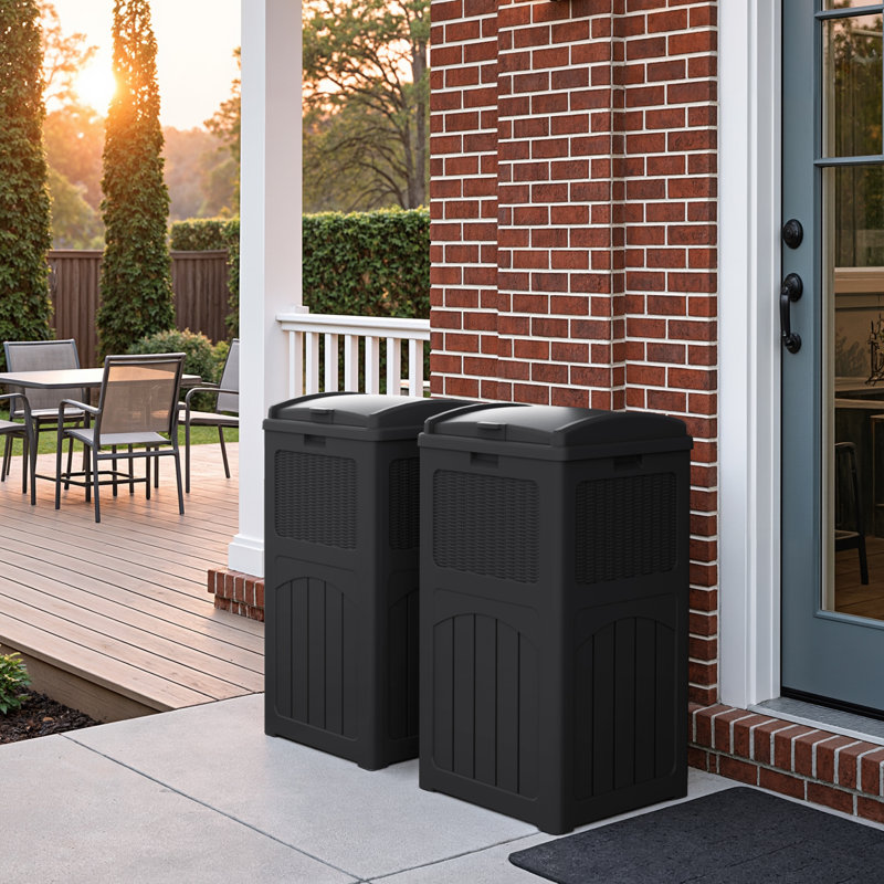 Ensemble de 2 poubelles extérieures en plastique 33 gallons Devoko, Noir