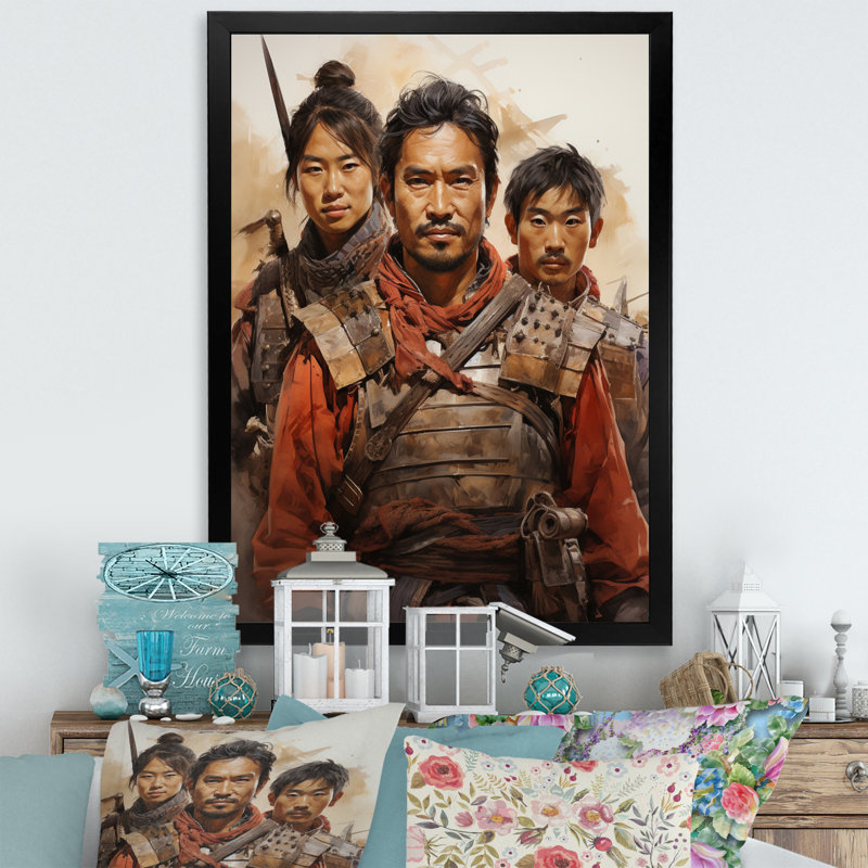 Yanin, art de la terre cuite, Guerriers I, Cadre photo noir, H 32 po x l 24 po x P 1 po