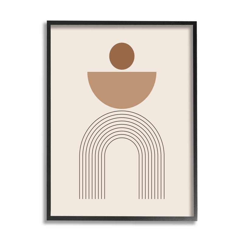 Brun Boho Arch sur bois, impression, H 14 po x l 11 po x P 1,5 po, Giclée encadrée noir minuit