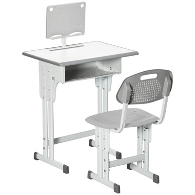 Diuri Kids Desk and Chair Set Adjustable Height Drawer Book Stand