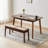 40 X 12 "Wooden Betim, Walnut Color, Hand Woven Cane Seat, Solid Wood Betim For Entrance, Living Room, Kitchen And Dining Room, Long Betim, 18" High
