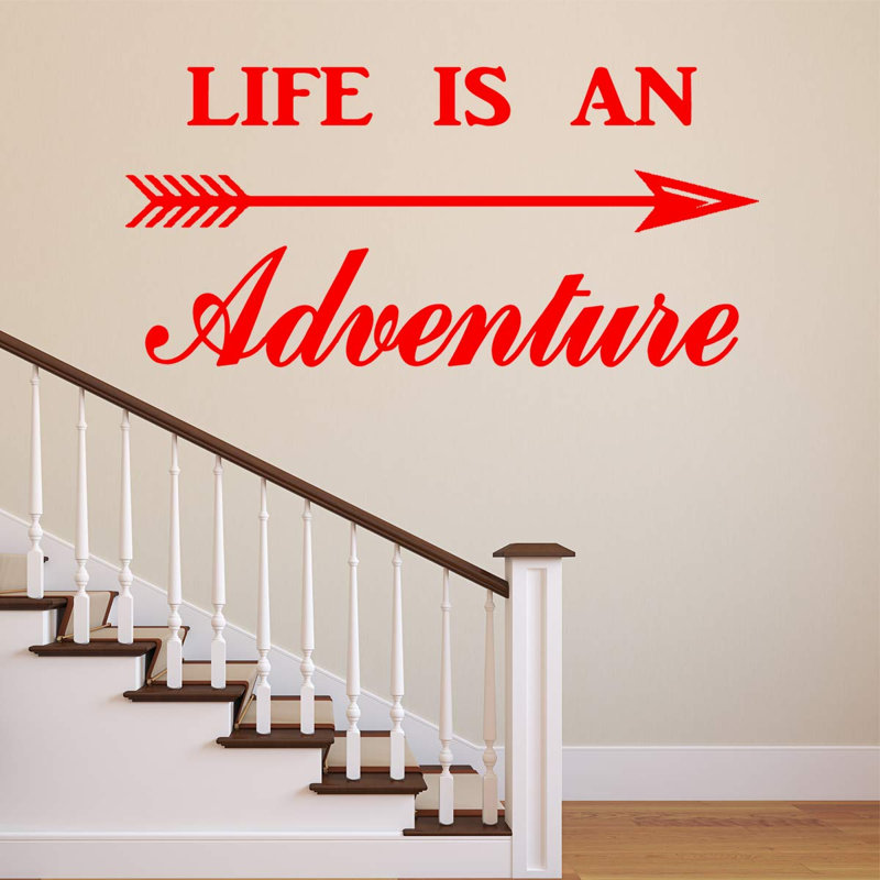 Décalcomanie murale « life is a adventurer adventurer », H 15 po x l 30 po, Rouge