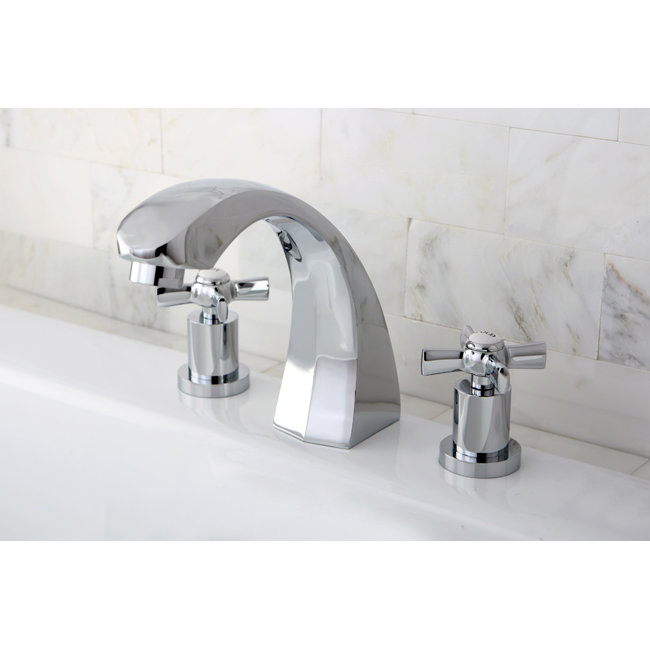 Kingston Brass Millennium Two-Handle 3-Hole Deck Mount Roman Tub Faucet, Polished Chrome