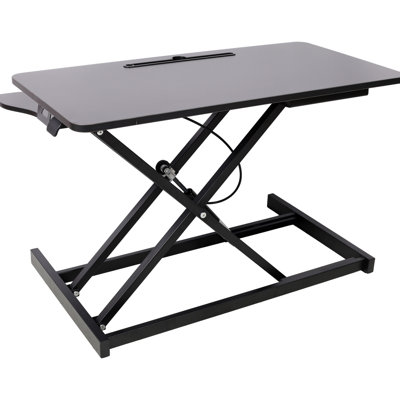 Convertisseur de bureau debout noir réglable, 31,5 pouces de large zone principale, 19,5 pouces de hauteur réglable, vérin à gaz pour s'asseoir debout, noir, hauteur, espace de travail, plateau à clavier optionnel