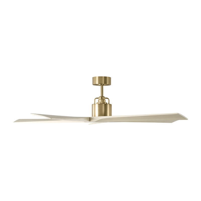 Visual Comfort Fan Aspen 56 Indoor Ceiling Fan with Natural Honey blades and Handheld Remote, Washed White Oak