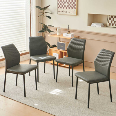 PU Leather Dining Chairs Set Of 4, Grey