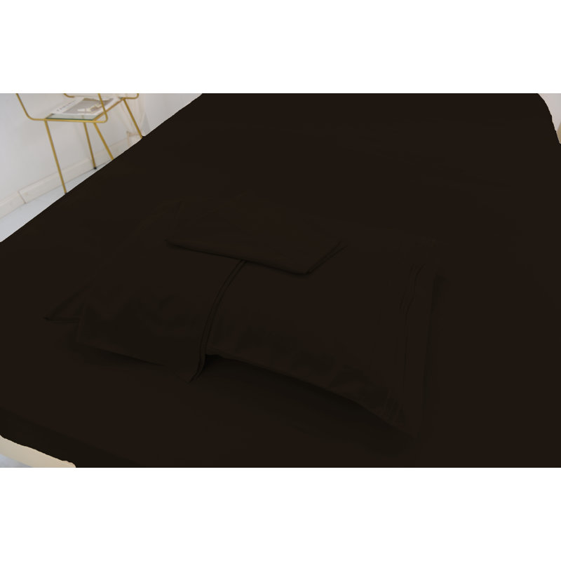 Ensemble de literie en rayonne de bambou, Café, Ensemble de draps pour lit simple TG + un drap-hou