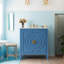 Meuble-lavabo de salle de bain 30 po - Design bleu rétro - Portes à fermeture en douceur - Tablette réglable - Compatible avec un robinet de 8 po - Structure en bois massif?