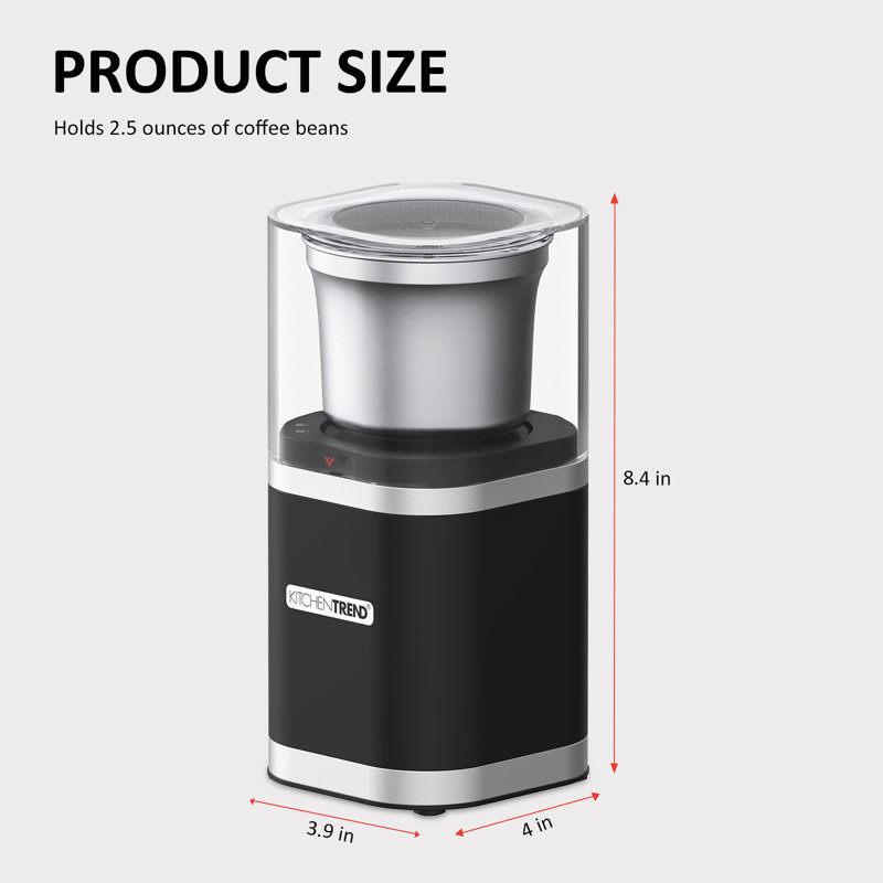 KitchenTrend 12-Cup Electric Coffee Grinder for Espresso & Home Use, Spice Nut Herb Grinder with Removable Stainless Steel Bowl, Black