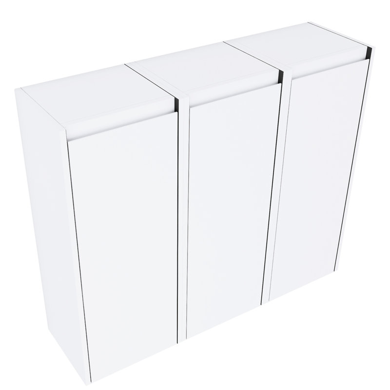 Armoire latérale 12 po, 3 portes, 3 portes, moderne, blanche, nombreuses options de rangement, fixation en douceur, choix