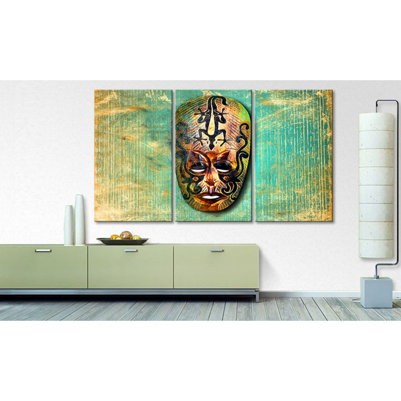 African Markings - Stretched On Wooden Frame Print on Canvas, 100 cm H x 180 cm W, 3 Piece Canvas Set