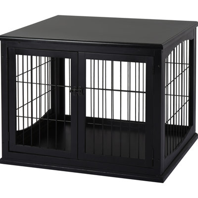 Small Puppy Kennel Table, Lockable Dog Cage With Ease, Black Kennel, End Table Dual Entrances, For Indoor Crate, Charming And Convenient