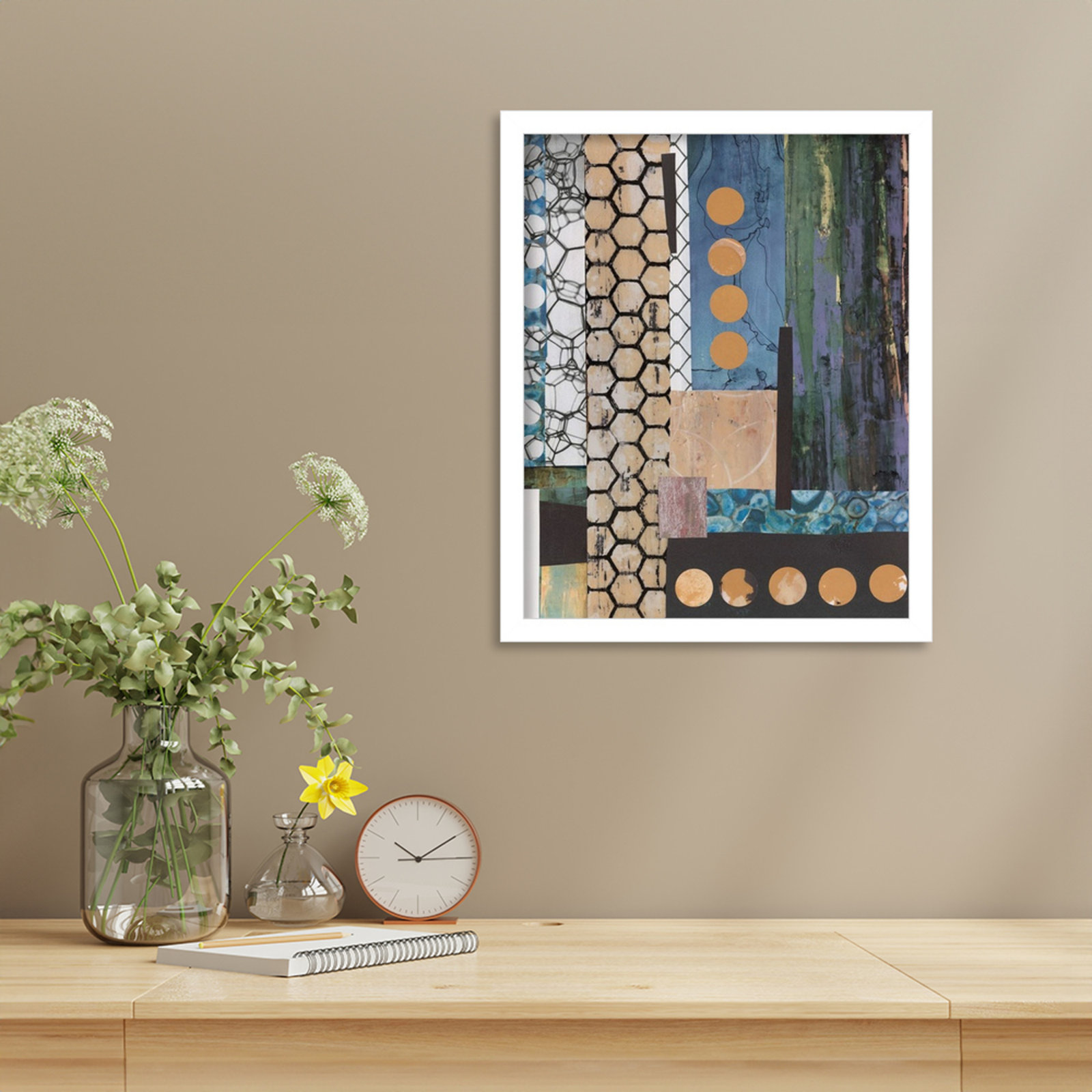 Mashup II by Maurin Wood Framed Wall Art Print, White, 17" H x 14" W