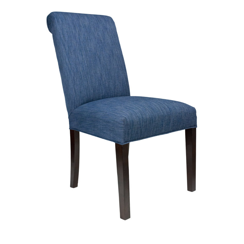 19'' H Upholstered Side Chair, Espresso, Key-Largo Denim