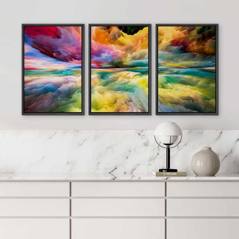«Clouds Vivid Colorful Sky Abstract Illustration Modern Images Large Encadrée», reproduction d'art sur toile
