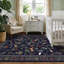 Tapis floral lavable pour animaux 6 x 9 de style campagnard antidérapant pour le salon, tapis à poils courts qui ne perd pas ses poils, tapis intérieur pliable et doux pour la chambre à coucher, la salle de jeux et la chambre de bébé, bleu-1707989846-1711026855