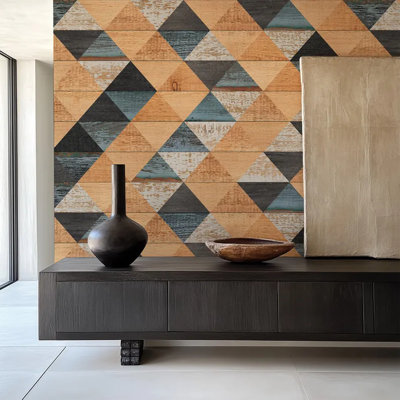 Papier peint rustique à motif géométrique triangulaire