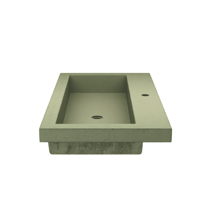 Trough Handmade Rectangular Bathroom Sink, Single Hole Faucet, Sage