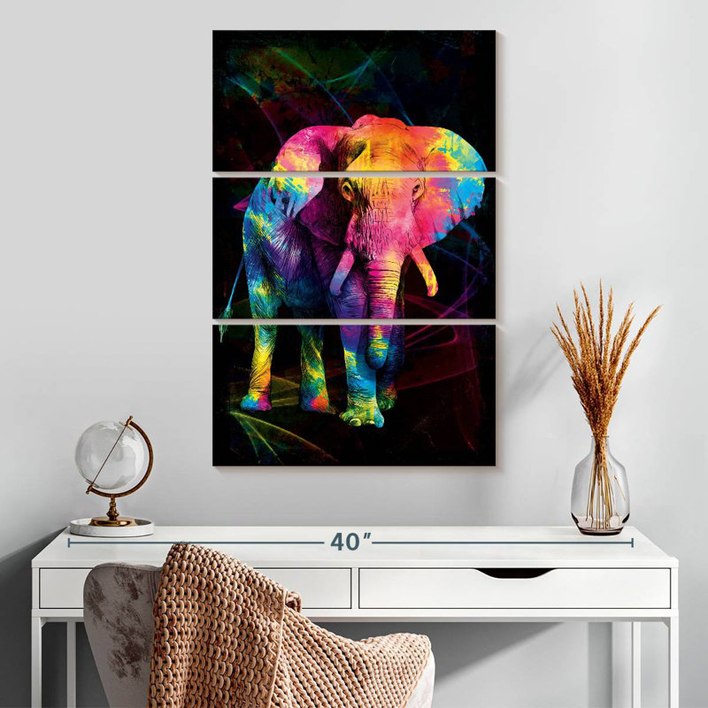 Couleurs d'éléphant d'Afrique Brampt, H 32 po x l 20 po