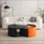 Table basse ronde noire compacte avec rangement extensible, sans assemblage pour les petits salons-1756533715