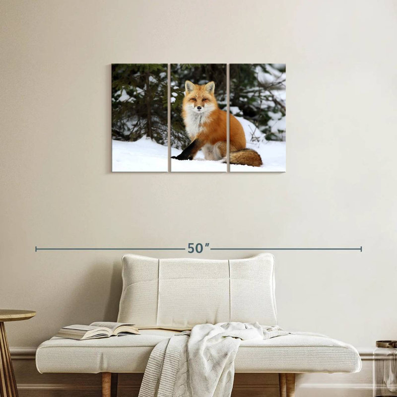 Renard roux d'hiver Brampt, H 20 po x l 33 po