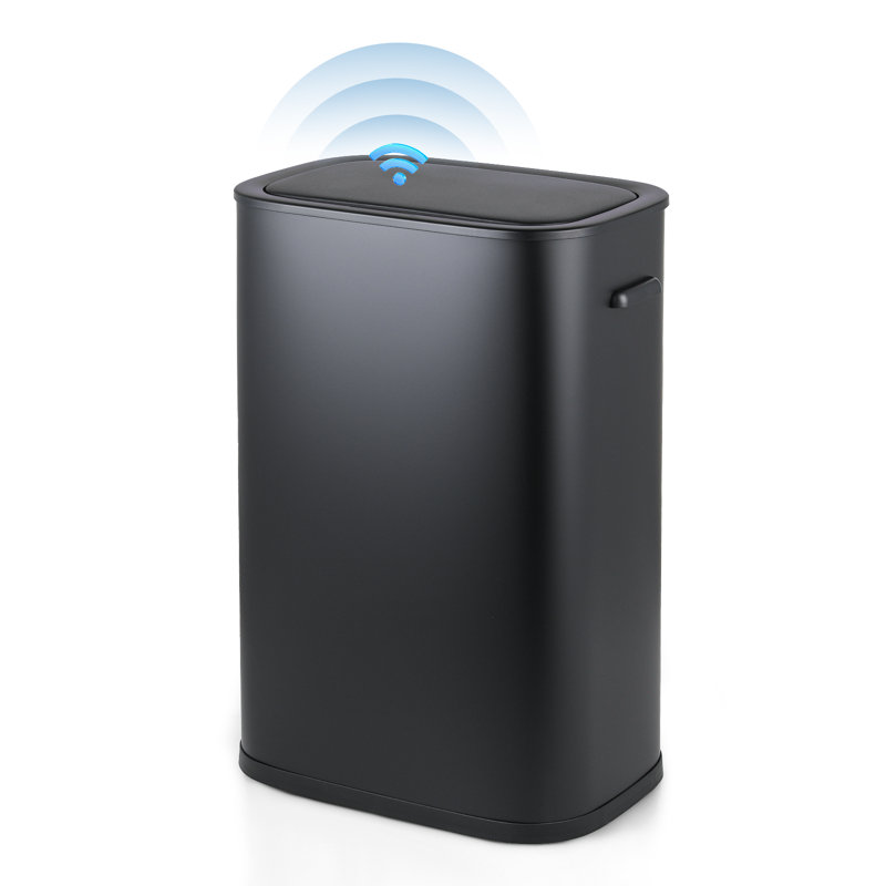 Black 14.5-Gallon Touchless Stainless Steel Automatic Trash Can