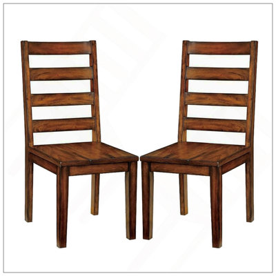 Ensemble de 2 chaises de salle à manger en bois avec finition chêne tabac, revêtement en lin blanc cassé et dossier capitonné élégant pour une assise confortable