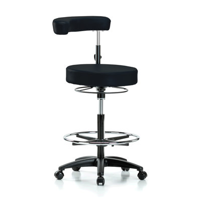 Tabouret de dentisterie avec bras et pied de pied PERCH | Hauteur du banc élevé: 24,5 à 34,5 po