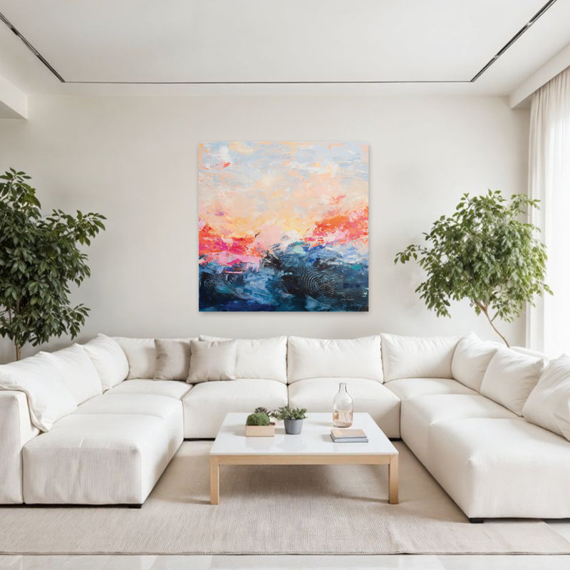 Ciel au matin, art abstrait contemporain, H 48 po x l 48 po