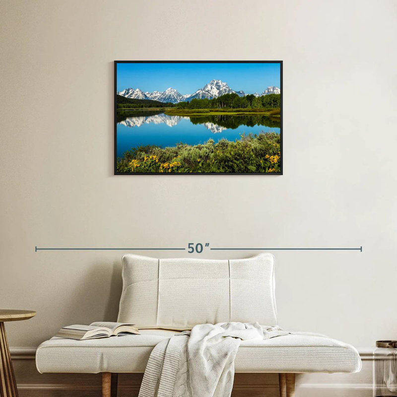 Réflexions du lac Grand Teton, Cadre flottant noir, 31 po x 21 po