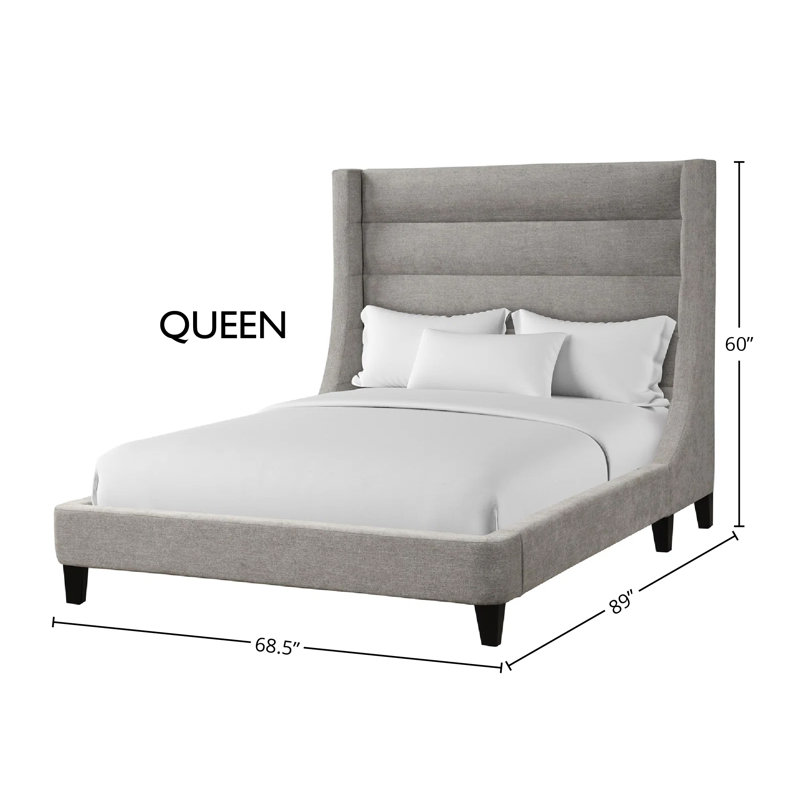 Bailey Upholstered Bed, Light Gray, Queen