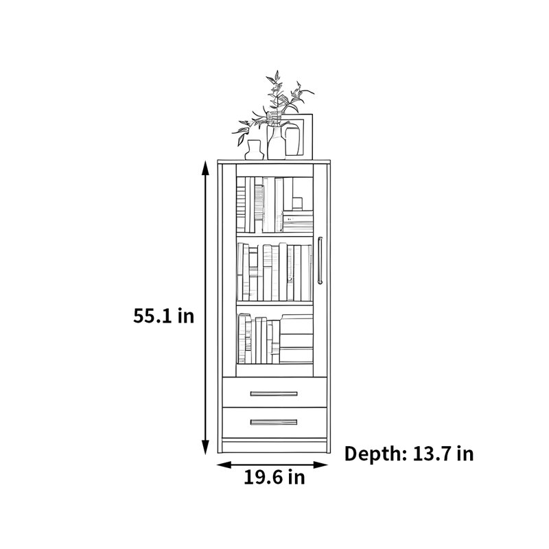 Memmott, (3 Shelves) 55.1"H x 19.6"W x 13.7"D
